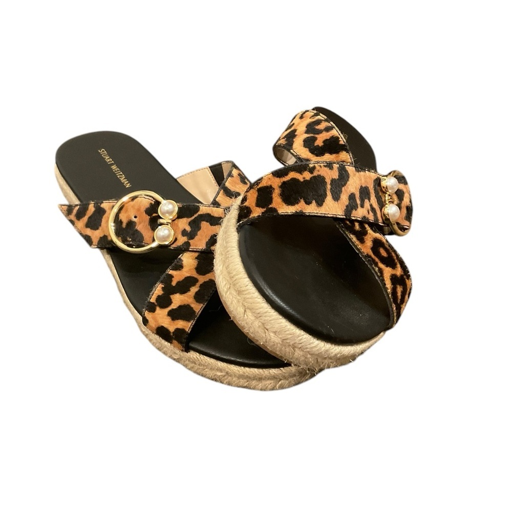 Stuart Weitzman Women’s Ponyhair Animal Print Espadrilles Flat Women's Size: 8.5 - Picture 7 of 10